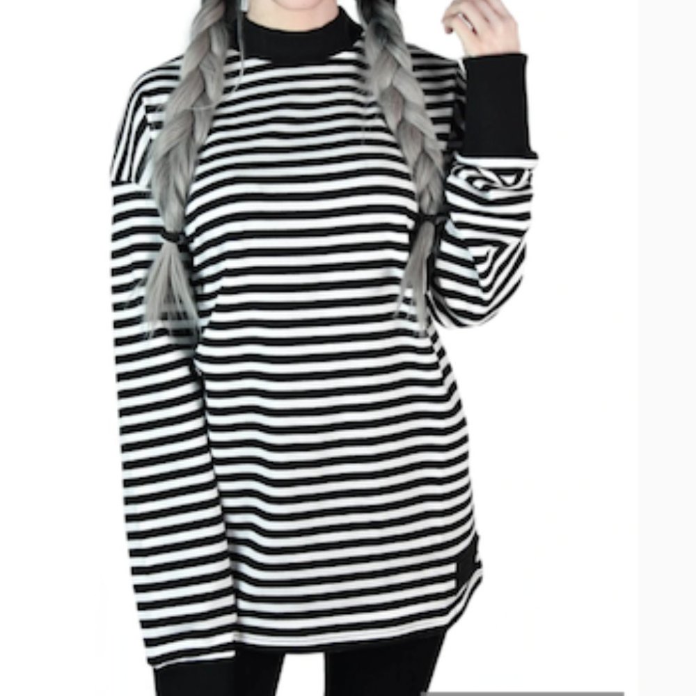 KILLSTAR Ace Sweatshirt, Small, Black White Stripes